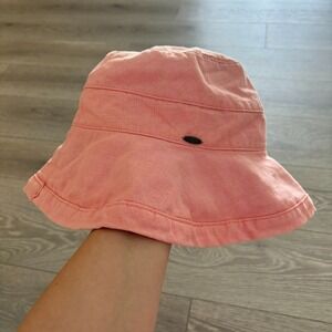 Scala Collezione Made in Italy Peach Pink Inner Drawstring Beach Linen Buket Hat